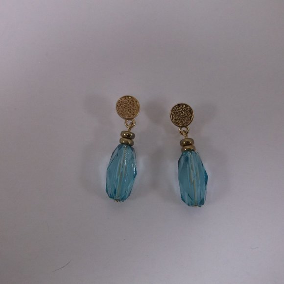 SEA BLUE PIERCED EARRINGS - Picture 1 of 1